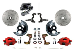LEED Brakes RFC1002-FA1X Front Disc Brake Kit - Manual - Chrome - Red - MaxGrip Disc Drum