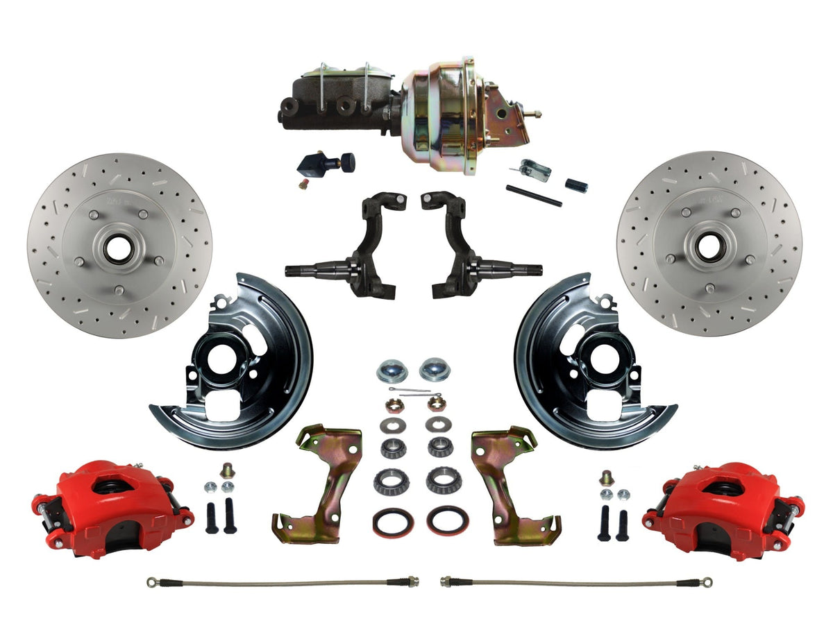 LEED Brakes RFC1002-M105X Front Disc Brake Kit - Power 8 inch Zinc - Red - MaxGrip - Adj. Valve