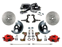 LEED Brakes RFC1002-N6B2X Front Disc Brake Kit - Power 8 inch Chrome - Red - MaxGrip - Disc Drum