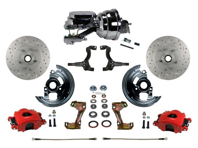 LEED Brakes RFC1002-N6B4X Front Disc Brake Kit - Power 8 inch Chrome - Red - MaxGrip - Disc Disc