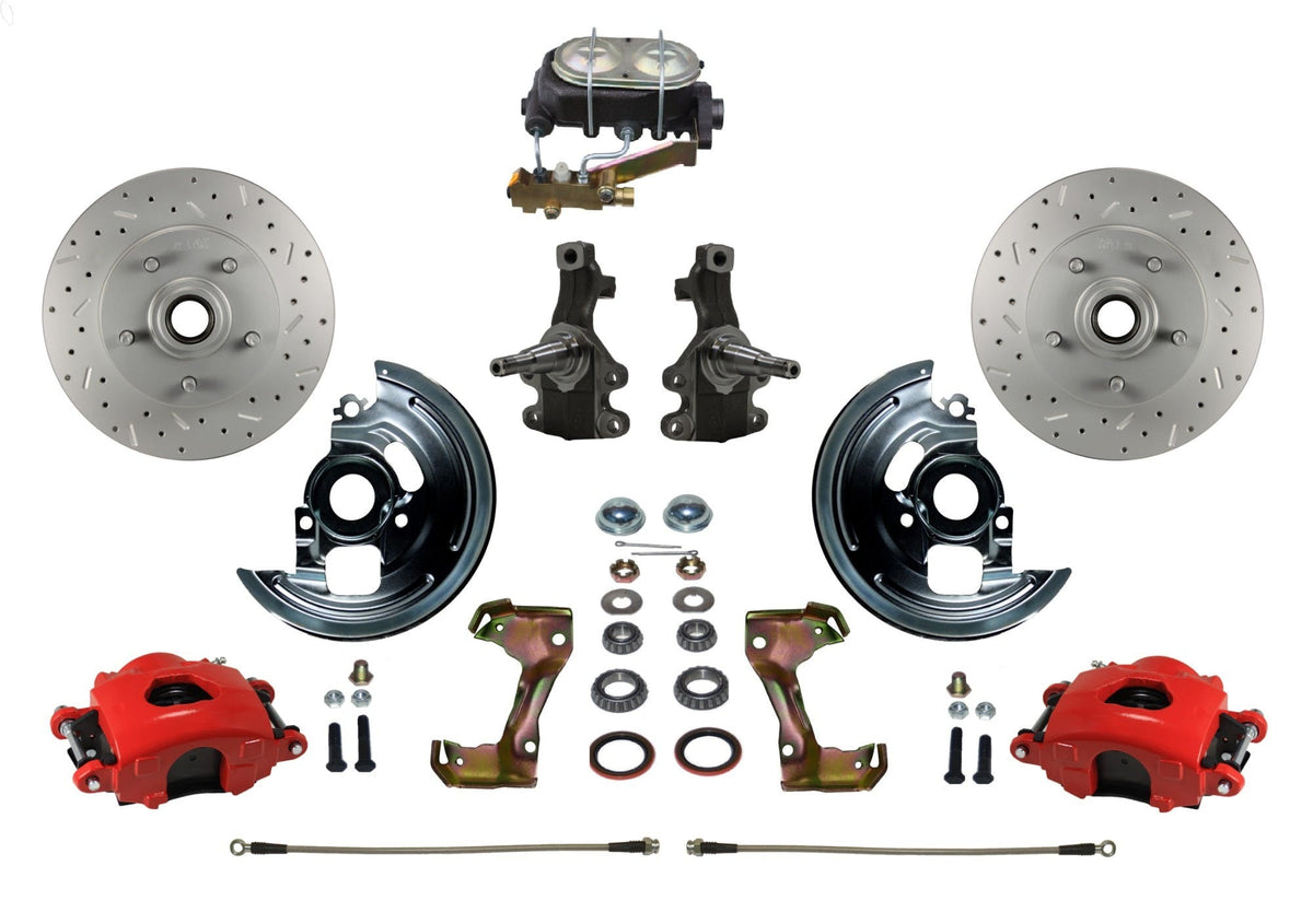 LEED Brakes RFC1003-3A3X Front Disc Brake Kit - Manual Brakes - Red - MaxGrip - Disc/Drisc