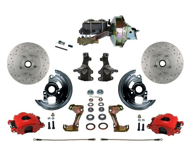 LEED Brakes RFC1003-E1A1X Front Disc Brake Kit - Power 9 inch Zinc - Red - MaxGrip - Disc Drum