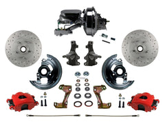 LEED Brakes RFC1003-F6B4X Front Disc Brake Kit - Power 9 inch Chrome - Red - MaxGrip - Disc Drum