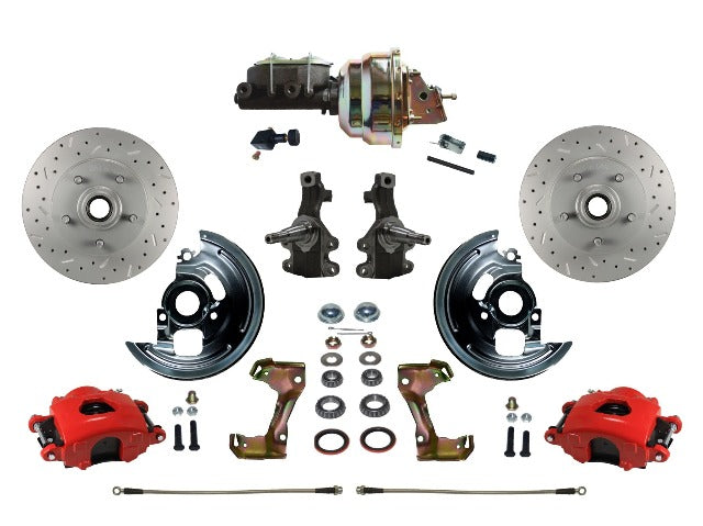 LEED Brakes RFC1003-M105X Front Disc Brake Kit - Power 8 inch Zinc - Red - MaxGrip - Adj. Valve