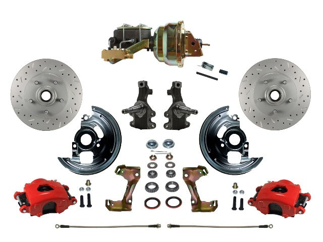 LEED Brakes RFC1003-M1A3X Front Disc Brake Kit - Power 8 inch Zinc - Red - MaxGrip - Disc Disc
