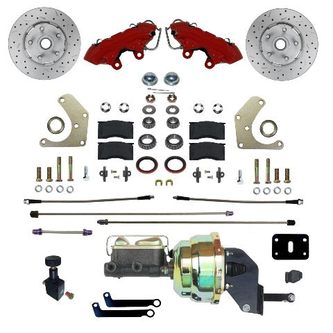 LEED Brakes RFC2001-8405X Mopar A  Body  MaxGrip XDS Power Conversion Kit - Red Powder Coat