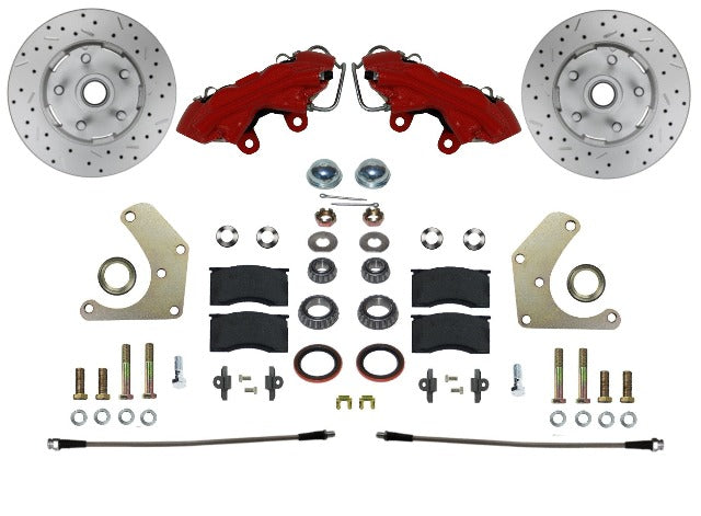 LEED Brakes RFC2001SMX Mopar A Body MaxGrip XDS Conversion Kit - Spindle Mount - Red Powder Coat