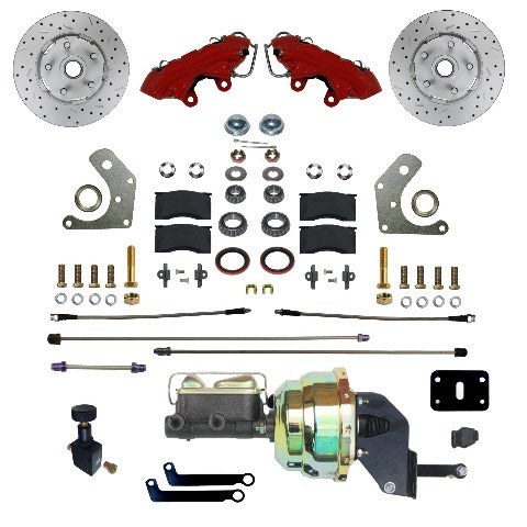 LEED Brakes RFC2002-8405X Mopar B and E Body MaxGrip XDS Power Conversion Kit - Red Powder Coat