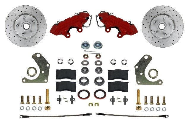 LEED Brakes RFC2003SMX Mopar C Body MaxGrip XDS Conversion Kit - Spindle Mount - Red Powder Coat