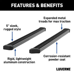 LUVERNE 416078-4055124 SlimGrip 5 inch x 78 inch Black Aluminum Running Boards, Select Ford F-250, F-350
