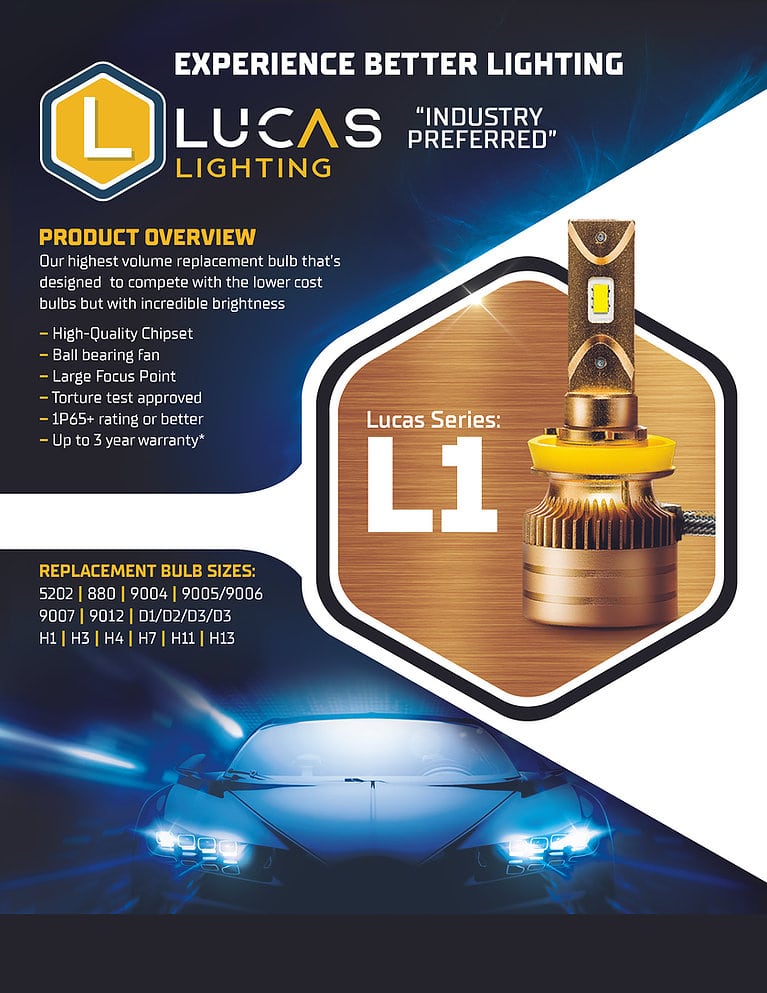Lucas Lighting,L1-H11 PAIR Single output.  Also replaces H8, H9, H11ST/SU/XV, H16 (L shaped)