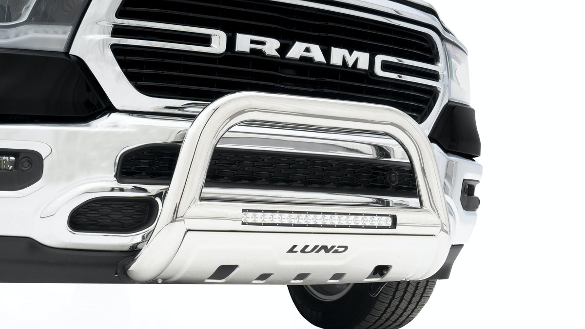 LUND 47021208 Bull Bar with Light and Wiring Stainless Steel BULL BAR W-LIGHT and WIRING-SS