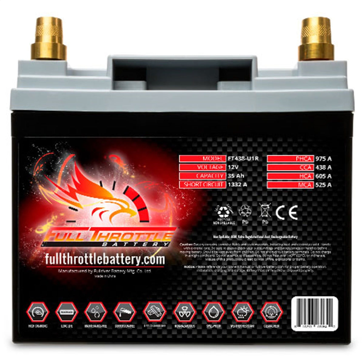 Fullriver Battery FT438-U1R Full Throttle 12V Automotive Battery