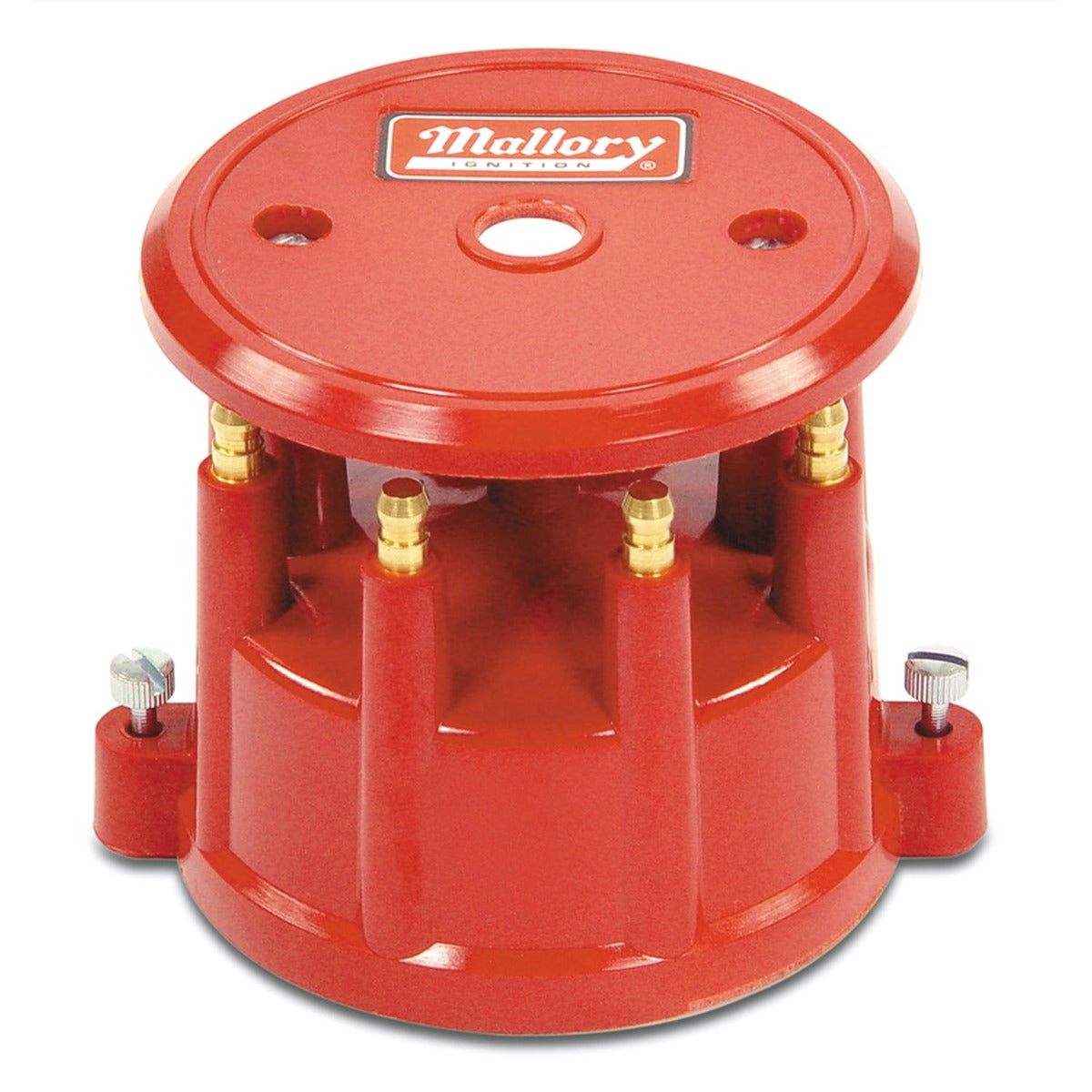 Mallory 208M Mallory Cap, Dist, 8Cyl Screw Down Red
