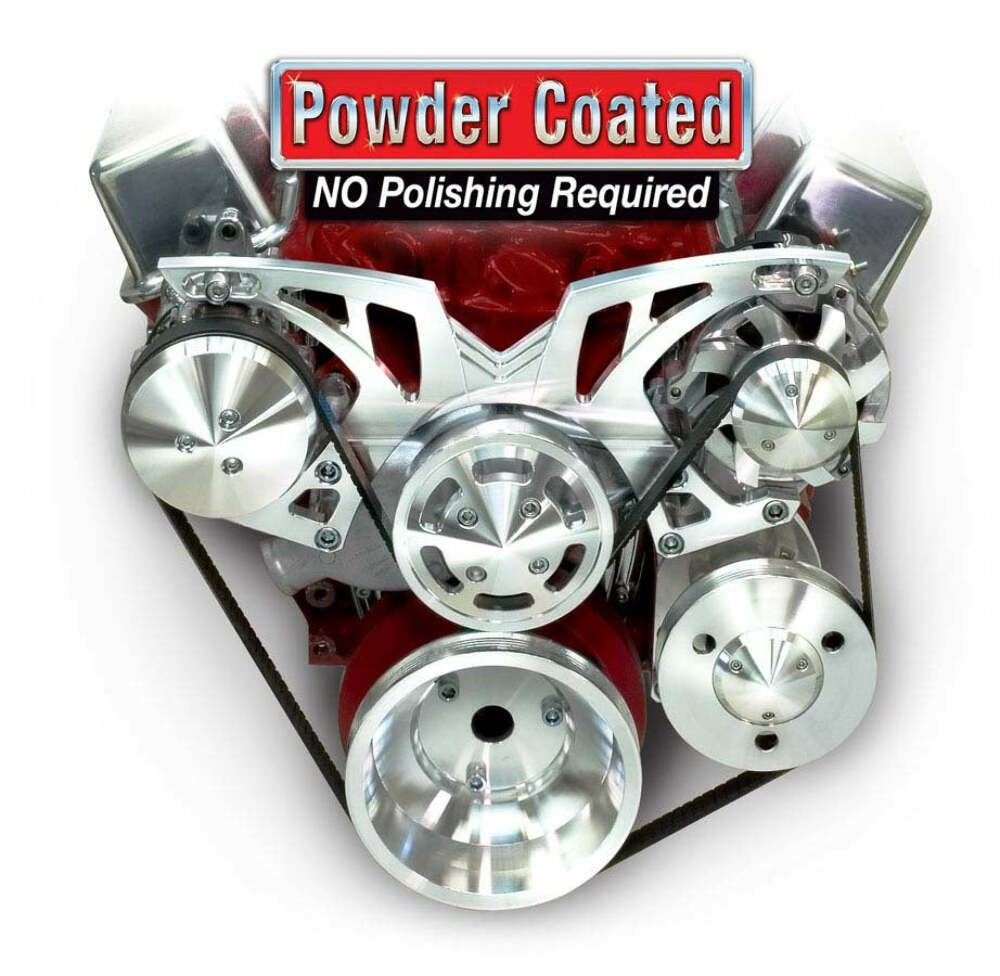 MARCH PERFORMANCE,21250,BBC Style Track Pulley Set Alt A/C with P/S