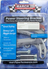 MARCH PERFORMANCE,P80160-06,Power Steering Bracket SBC Chrome