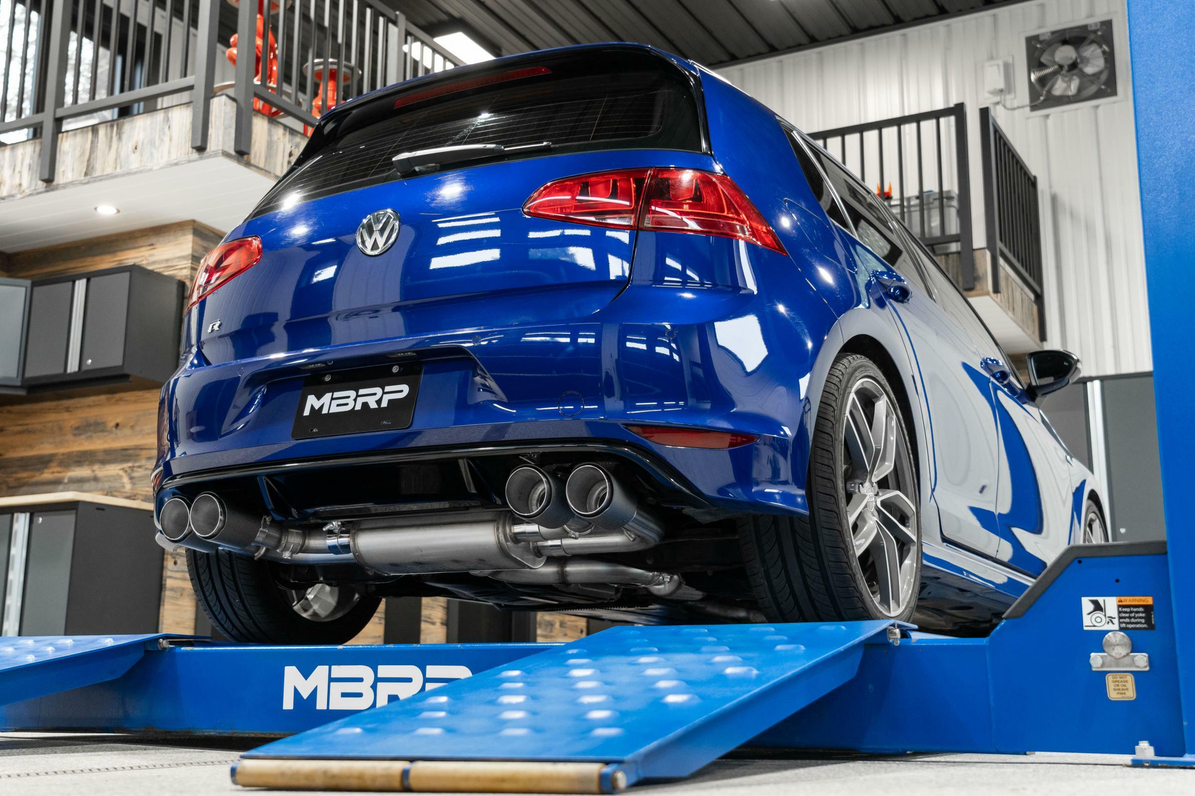 MBRP Exhaust 2015-21VW Golf R T304 Stainless Steel 3 inch Cat-Back Active Quad Rear Exit with Carbon Fiber Tips MBRP S46053CF