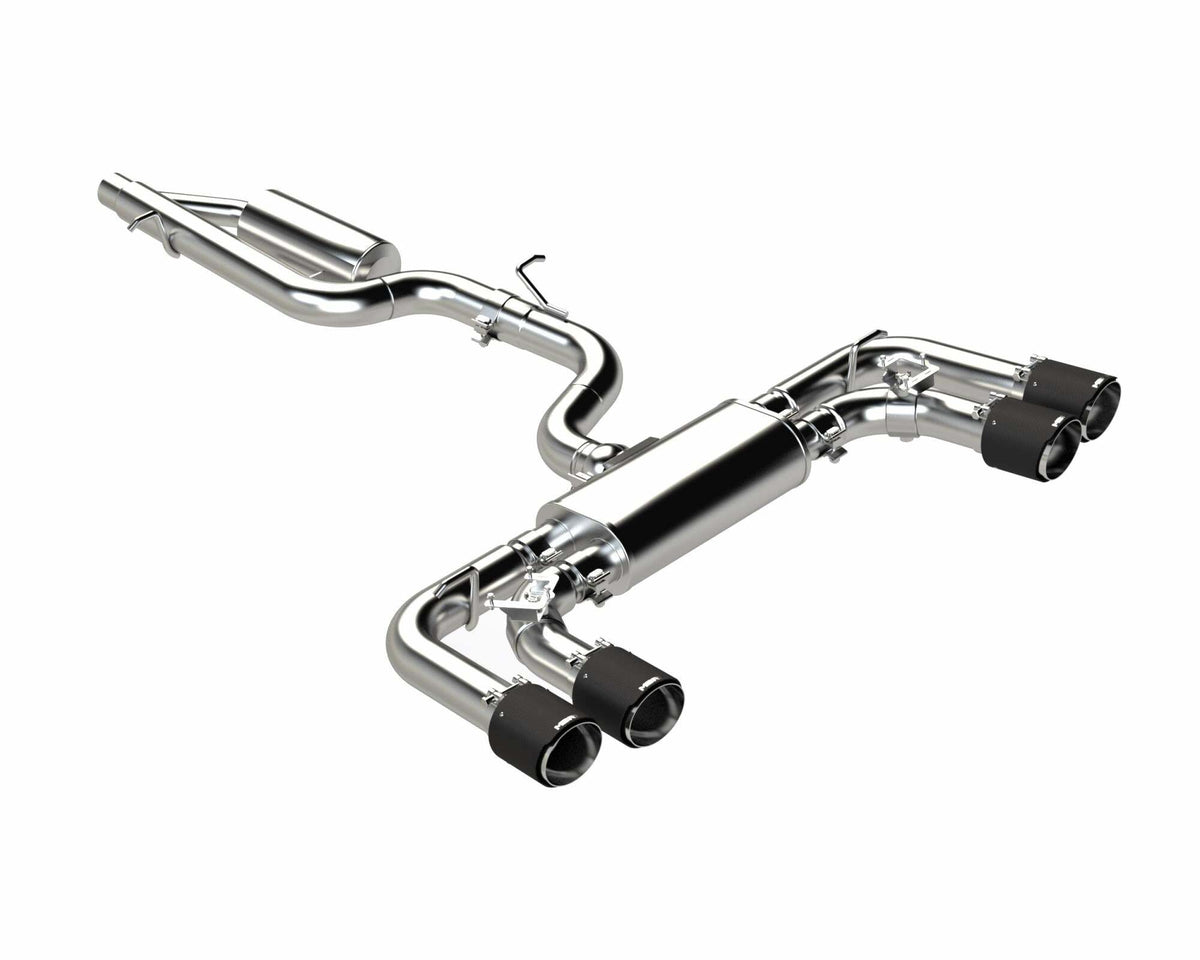 MBRP Exhaust 2022-Up Volkswagen Golf R MK8 T304 Stainless Steel 3 Inch Cat-Back 2.5 Inch Quad Rear Exit with Carbon Fiber Tips Active Exhaust MBRP S46133CF