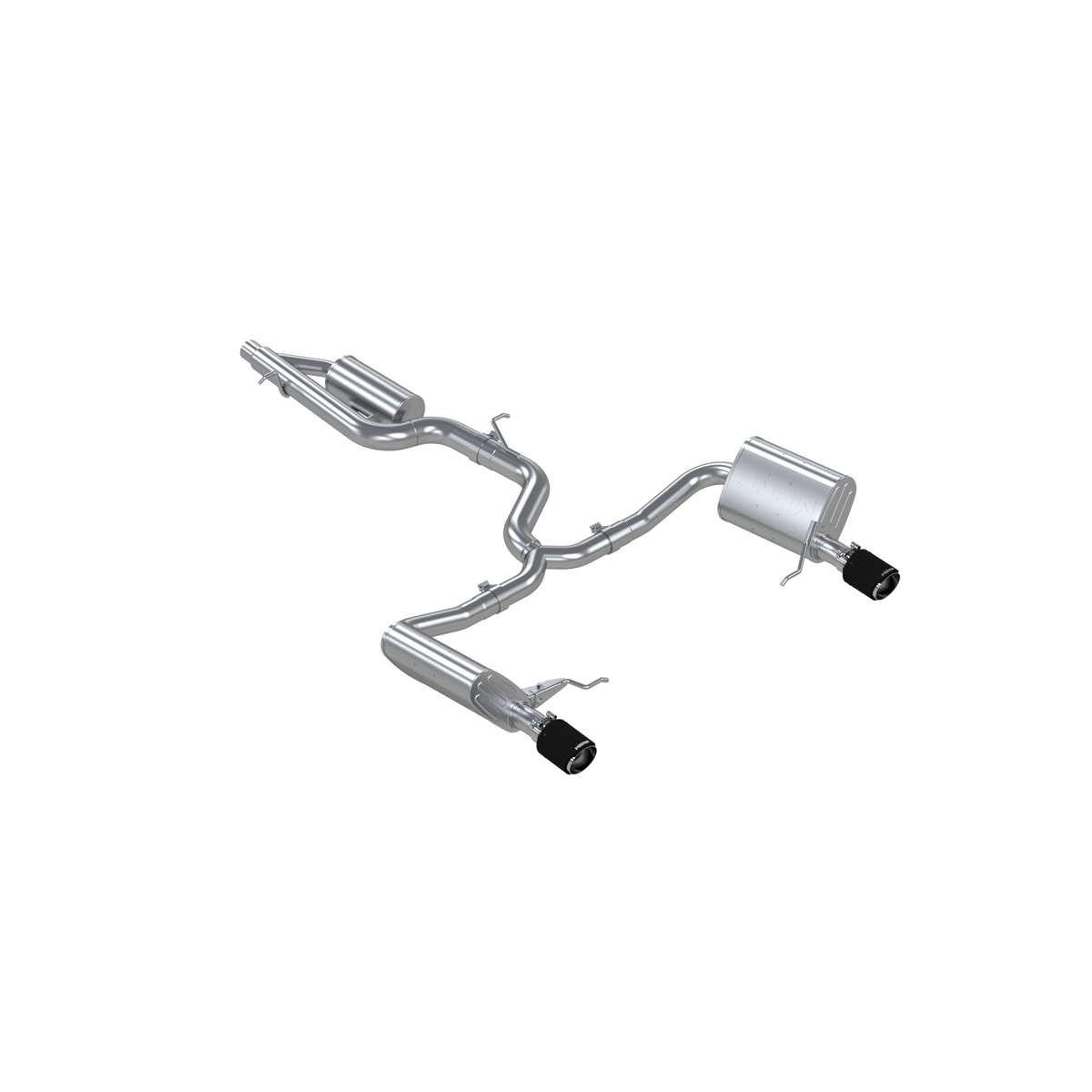 MBRP Exhaust T304 Stainless Steel 3" Cat-Back 2.5" Dual Split Rear Factory Through Bumper with Carbon Fiber Tips PN. S46183CF