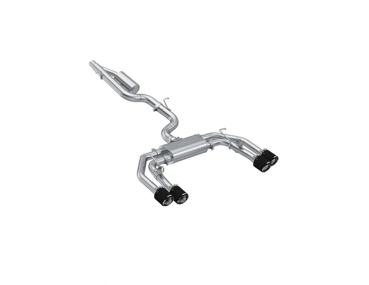 MBRP Exhaust T304 Stainless Steel 3" Cat-Back 2.5" Quad Split Rear With Carbon Fiber Tips Active PN. S46193CF