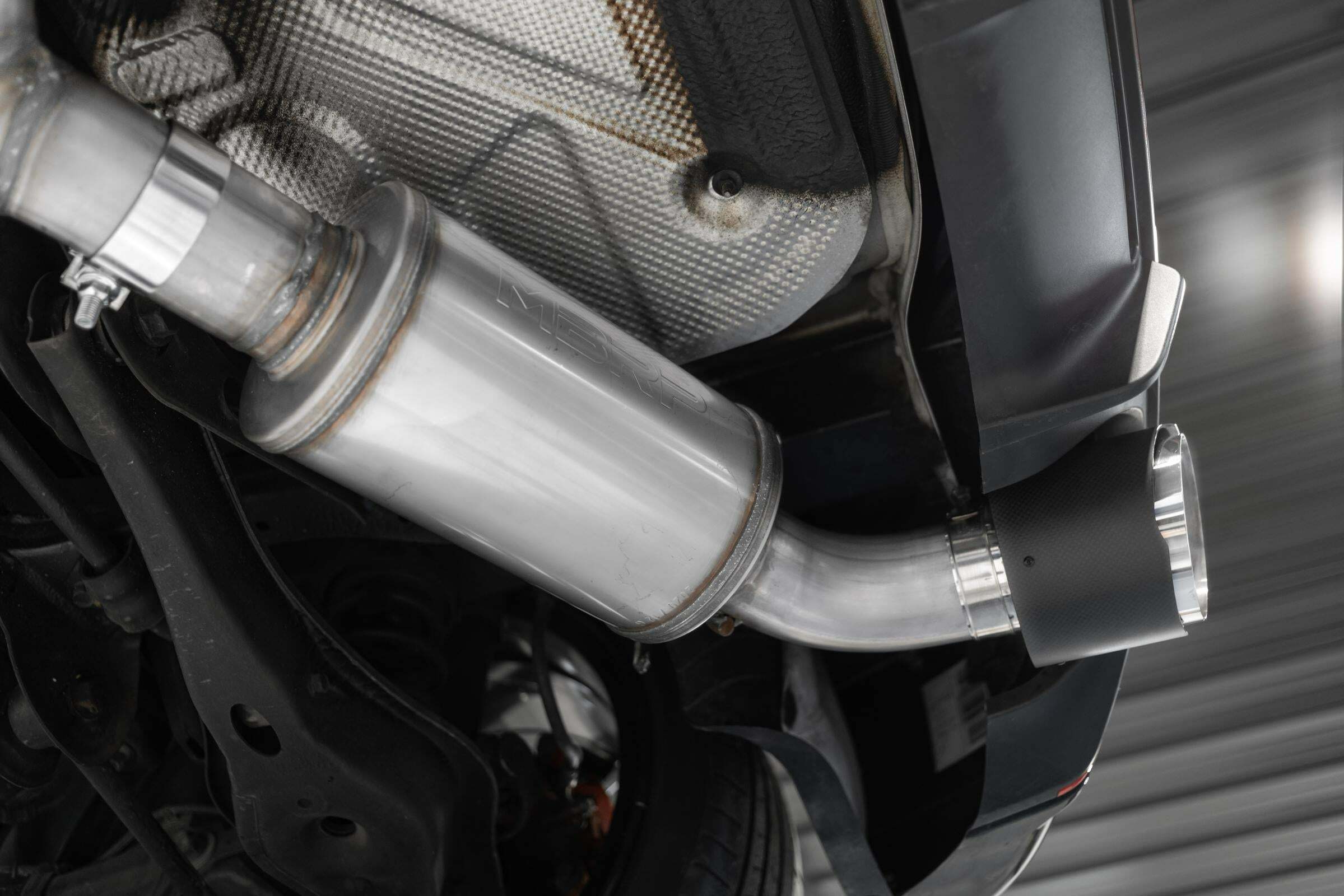 MBRP Exhaust T304 Stainless Steel 3 inch Cat-Back Dual Split Rear with Carbon Fiber Tips (2) 5 inch OD Carbon Fiber Tips Included MBRP S47063CF