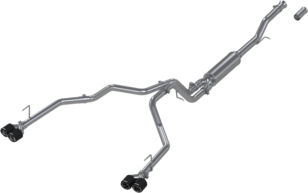 MBRP Exhaust T304 Stainless Steel 3" Cat-Back 2.5" Dual Split Rear with Quad Carbon Fiber Tips PN. S50593CF