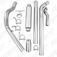 MBRP Exhaust S6218AL 4in. Turbo Back; Single Side Exit; (Aluminized 3in. downpipe); AL