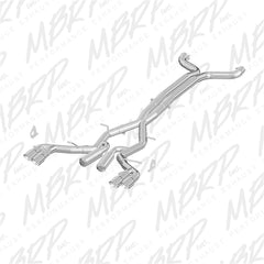 MBRP Exhaust S7033409 3in. Dual Cat Back; Quad Tips; T409; Race Version