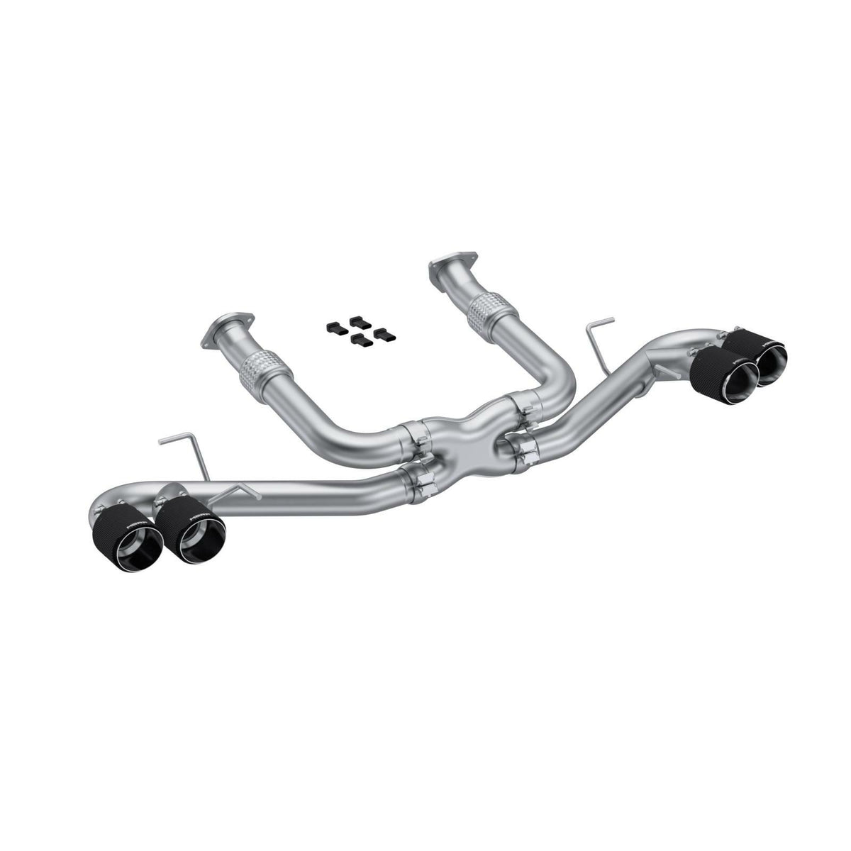 MBRP Exhaust T304 Stainless Steel 3" Cat-Back Quad Split Rear with Carbon Fiber Tips PN. S70423CF