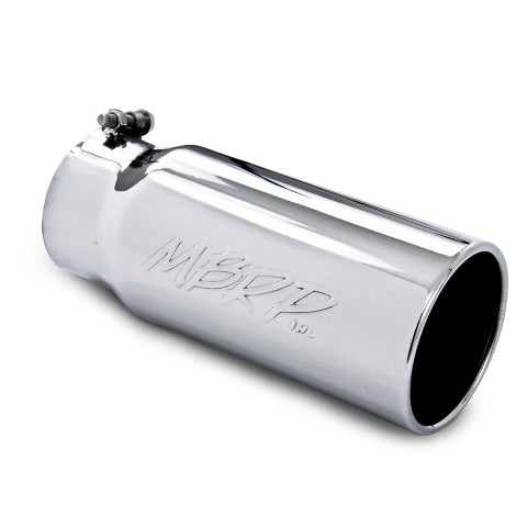 MBRP Exhaust T5050 Tip; 5in. O.D. Rolled Straight 4in. inlet 12in. length; T304