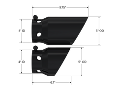 MBRP Exhaust Black-Coated Tip 4" Inlet 5" Outlet Tip Cover Set - 6.75"; 9.75" length PN. T5111BLK