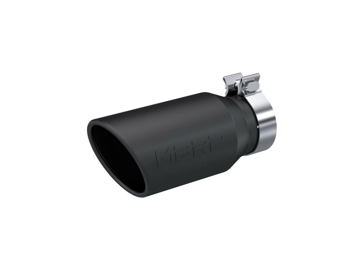 MBRP Exhaust Black-Coated 4.5" OD 3.2" Inlet ID 10" Length Single Walled Angled Cut Rolled End PN. T5196BLK