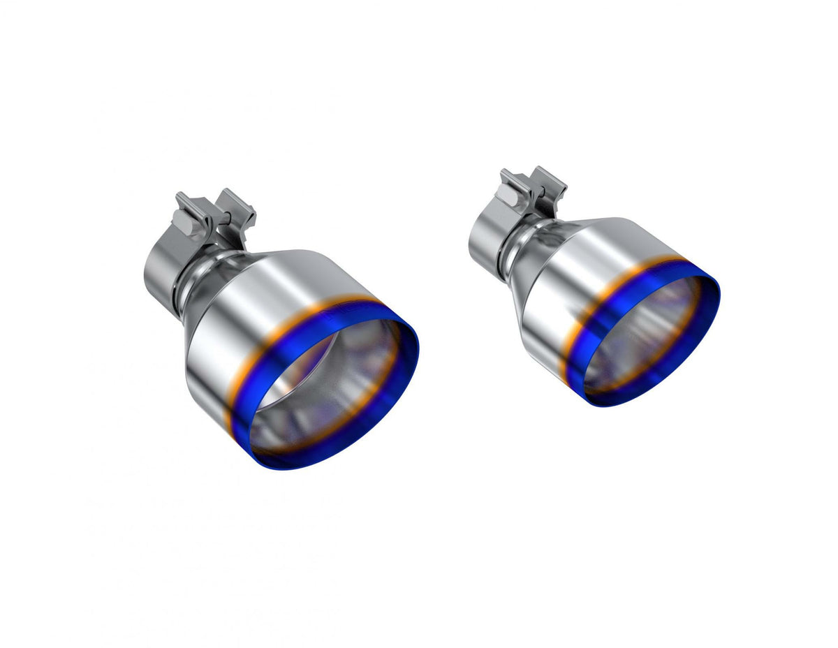 MBRP Exhaust T304 Stainless Steel Burnt End Tip; 2.125" ID 5" OD Out 7.25" Length Single Wall Angle Cut Sold In Pairs PN. T5202BE