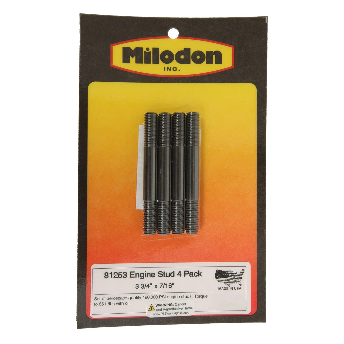 Milodon 4 5/8 x 1/2 Studs 4 Pack 81277