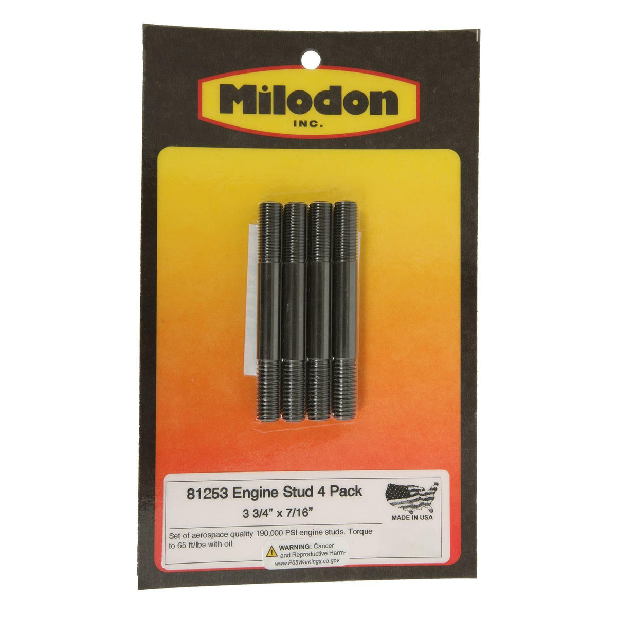 Milodon 4 3/8 x 1/2 Studs 4 Pack 81276
