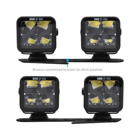 Mishimoto BNLT-BR-21-DT4SU Borne Off-Road Direct-Fit Ford Bronco Ditch Light Set (4) 3X3 Spot Upfit  BNLT-BR-21-DT4SU