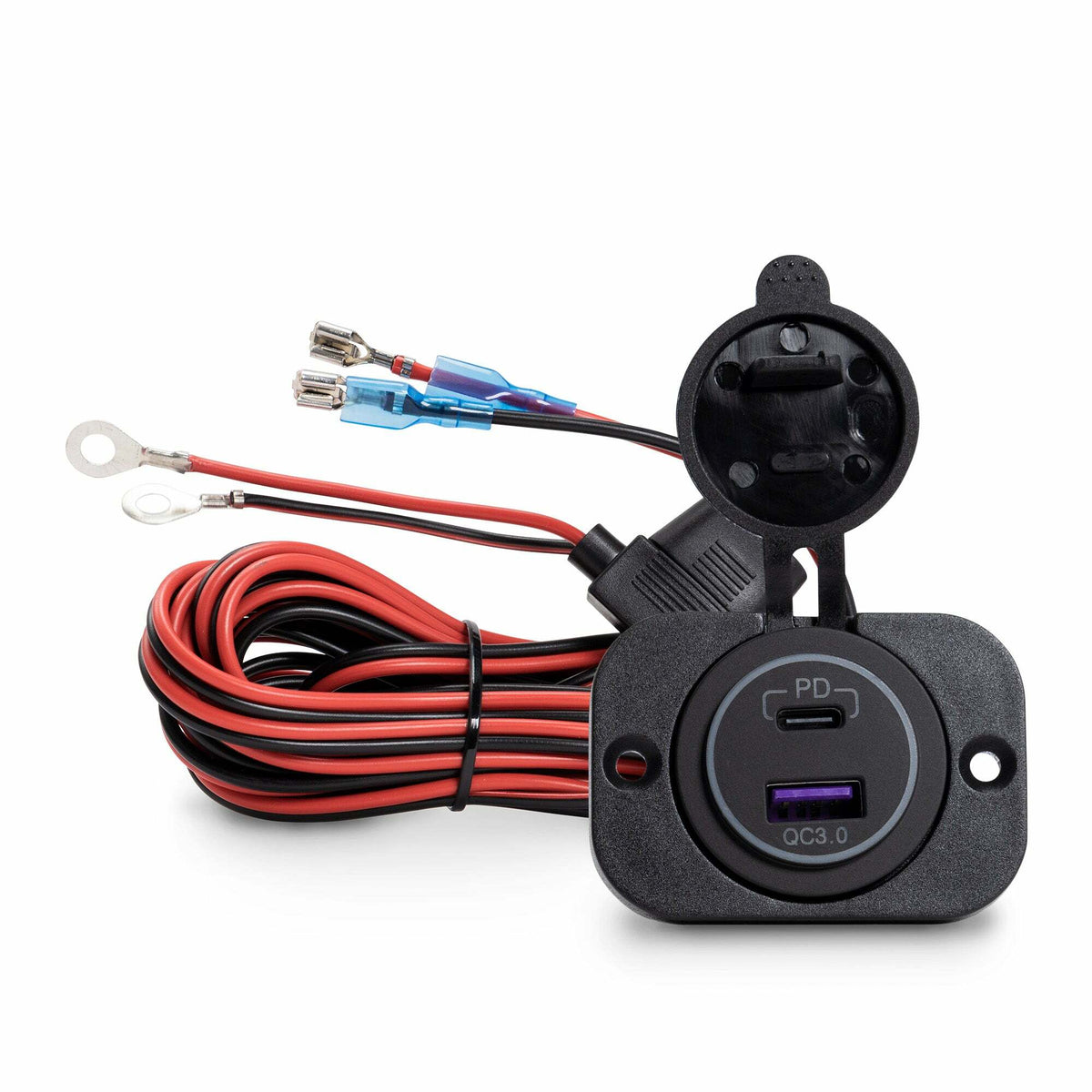 Mob Armor Dual USB Quick Charge Wire Harness with Plate DUAL-USB-C-HARN