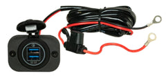 Mob Armor DUAL-USB-HARN Dual USB Quick Charge Wire Harness With Plate - Black
