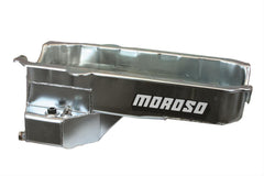 Moroso 20179 Wet Sump Kicked-Out Steel Oil Pan (7.5 deep/5.5qt/Baffled/Screen/SBC-Dart)