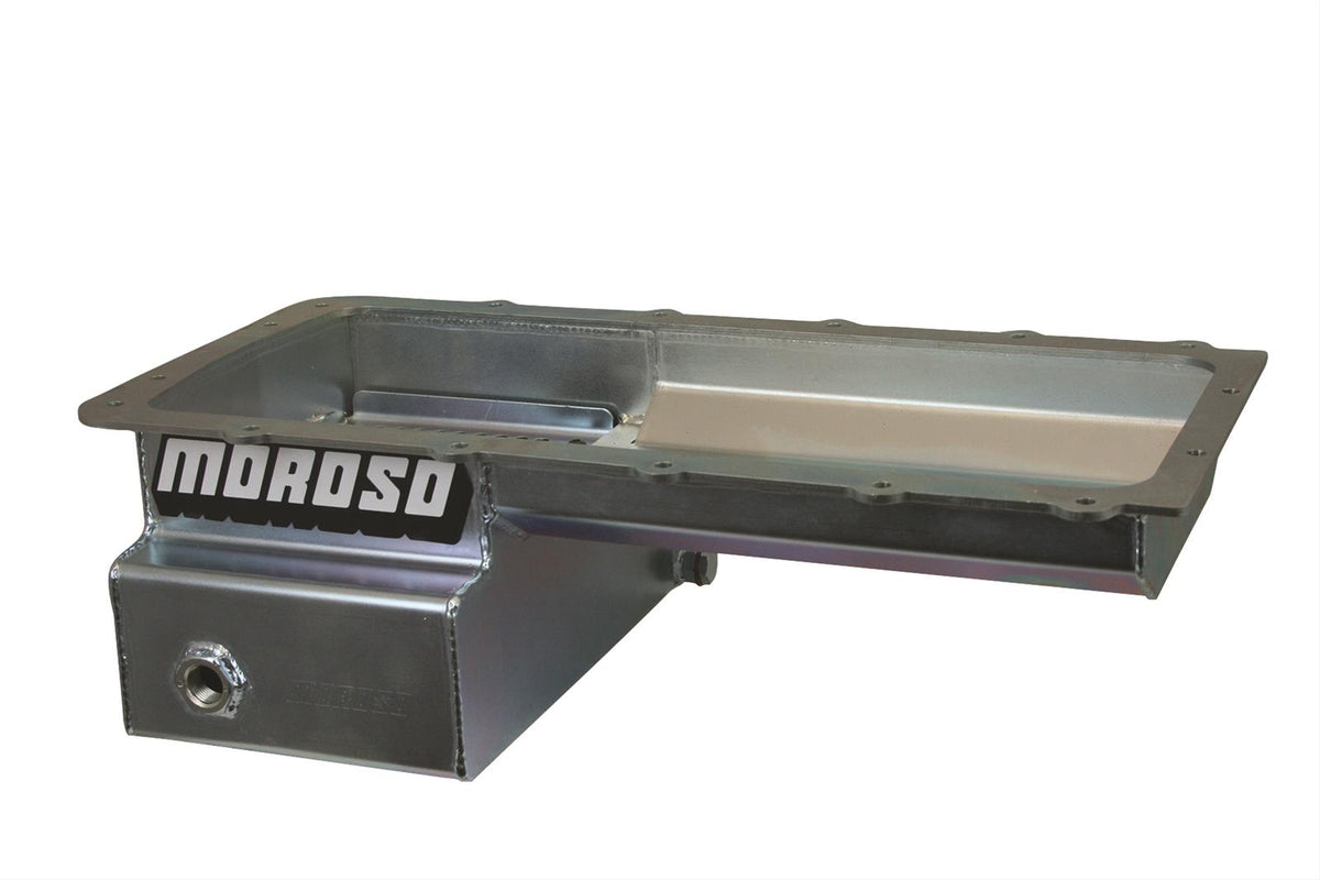 Moroso 20573 Wet Front Sump Steel Oil Pan (6-1/4 deep/7qt/Baffled/Ford 5.0 Modular Coyote)