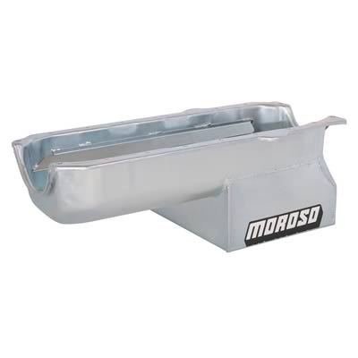 Moroso 21308 Wet Sump Kicked-Out Steel Oil Pan (6.5 deep/6qt/Baffled/SBC-Hobby, Super Stock)