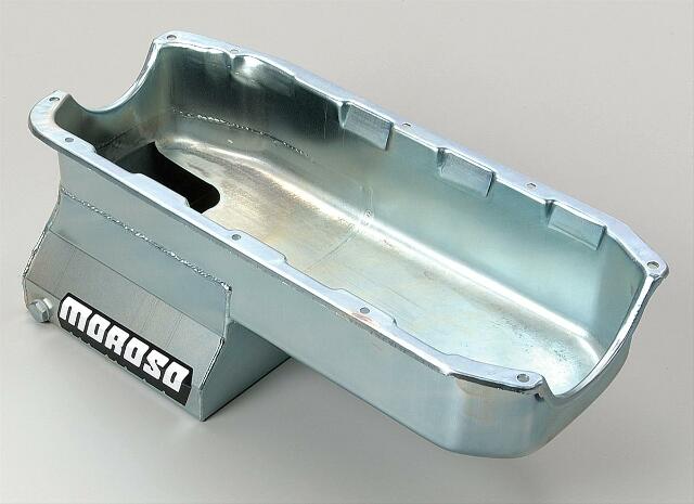 Moroso 20195 Wet Sump Kicked-Out Steel Oil Pan (8.25 deep/7qt/SBC-Pre-85)