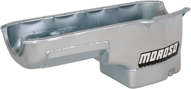 Moroso 20230 Wet Sump Kicked-Out Steel Oil Pan (8.25deep/6qt/Baffled/SBC-Vega-Monza-Pre-80)