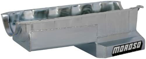 Moroso 20405 Wet Front Sump Kicked-Out Steel Oil Pan (8 deep/6qt/Baffled/BBC-Mark IV)