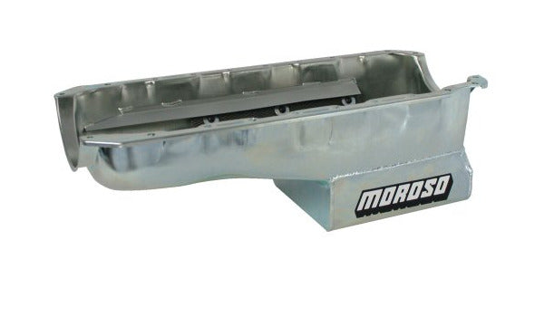 Moroso 20408 Wet Sump Kicked-Out Steel Oil Pan (8 deep/6.5qt/Baffled/Flat Sides/BBC-Mark IV)