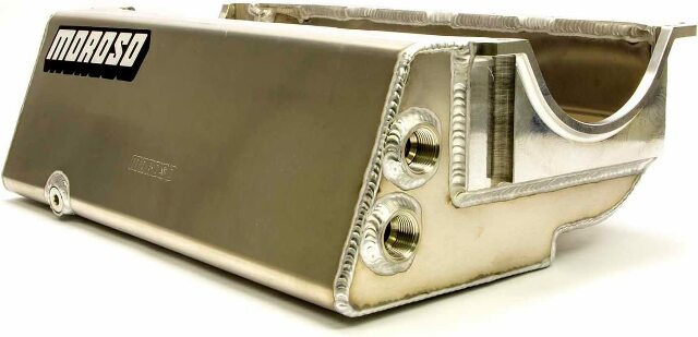 Moroso 21554 Dry Sump Kicked-Out Aluminum Oil Pan (6.5 deep/Baffled/SBC, 2 P/U, Sprint Car)