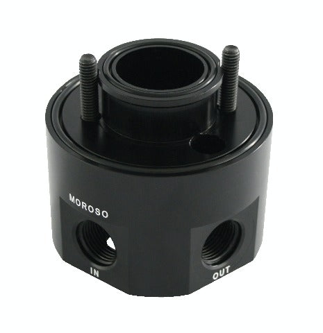 Moroso 23691 External Pump Filter Adapter (For SBC/BBC Mark IV, 2-1/2, -10AN Inlet/Outlet)