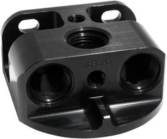 Moroso 23764 Billet Aluminum Remote Oil Filter Mount (Front Port Style, Black Anodized)