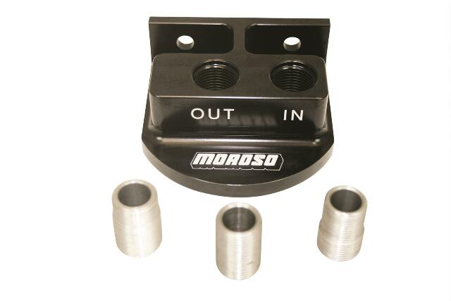 Moroso 23767 Billet Aluminum Remote Oil Filter Mount (Top Ports)