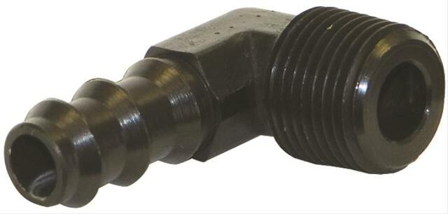 Moroso 65382 Fuel Hose Line Fitting (3/8 NPT to 3/8 Hose, 90?, Black)